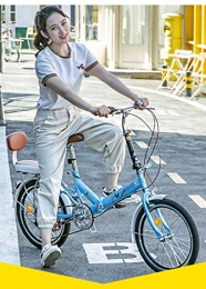 ZEIYUQI Plegables ZEIYUQI Bicicleta Plegable para Adultos 20 Pulgada Bicicleta De Velocidad Variable Unisexo Bicicleta De Carretera para Niños Estudiantes, Azul, Single Speed A