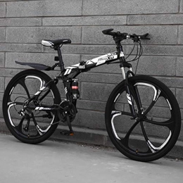 ZEIYUQI Bicicleta ZEIYUQI Bicicleta Portátil para Adultos Plegable 24 Pulgadas Marco De Acero De Alto Carbono Adecuado para Montar Al Aire Libre, Blanco, 21 * 24"*6