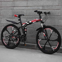 ZEIYUQI Plegables ZEIYUQI Bicicleta Portátil para Adultos Plegable 24 Pulgadas Marco De Acero De Alto Carbono Adecuado para Montar Al Aire Libre, Rojo, 21 * 24"*6