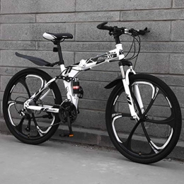 ZEIYUQI Bicicleta ZEIYUQI Bicicletas 24 Pulgadas Freno De Disco Doble, Amortiguación Bici Plegable Adulto Unisex Adecuado para Montar Al Aire Libre, Negro, 21 * 24"*6