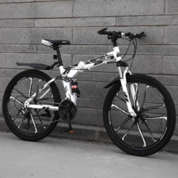 ZEIYUQI Bicicleta ZEIYUQI Bicicletas 24 Pulgadas Freno De Disco Doble, Amortiguación Bici Plegable Adulto Unisex Adecuado para Montar Al Aire Libre, Negro, 21 * 26''*10