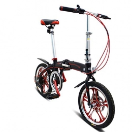 Zhangxiaowei Bicicleta Zhangxiaowei Bicicleta Plegable porttil de Aluminio Ligero de Bicicletas de 16" con 6 velocidades de Doble Freno de Disco de la Bicicleta Plegable Mini, Negro
