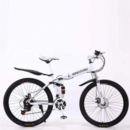 ZTYD Bicicleta ZTYD Bicicletas Plegables de Bicicleta de montaña, Freno Doble de Disco de 27 velocidades con suspensión Completa Antideslizante, Cuadro de Aluminio liviano, Horquilla de suspensión, White1, 26 Inch