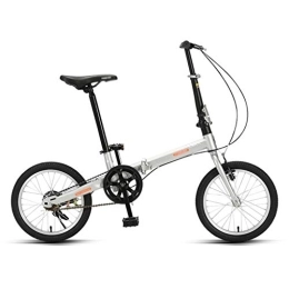 Zxb-shop Bicicleta Plegable Unisex Plegable Bicicletas for Adultos Hombres y de Mujeres Ultra-portátiles Ligeros Neumáticos 16 Pulgadas (Color : White)