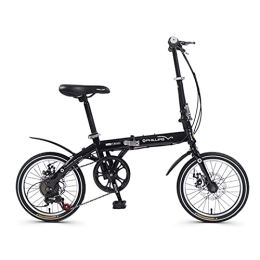 ZXQZ Plegables ZXQZ Bicicleta Plegable, Bicicleta Plegable de 16 Pulgadas, Portátil, Compacta, Portátil, de 6 Velocidades para Hombres, Mujeres, Estudiantes y Viajeros Urbanos (Color : Black)