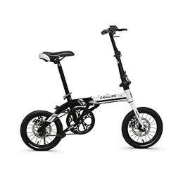 ZXQZ Bicicleta ZXQZ Bicicleta Plegable de 14 Pulgadas, Bicicleta de Freno de Disco de Una Sola Velocidad para Mujer con Cesta, Portavasos, para Niños, Estudiantes, Adultos (Color : White)