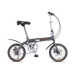 ZXQZ Bicicleta ZXQZ Bicicleta Plegable de 14 Pulgadas, Bicicleta Plegable de Una Sola Velocidad para Niños Adultos, Bicicleta MTB con Freno de Disco (Color : Grey)