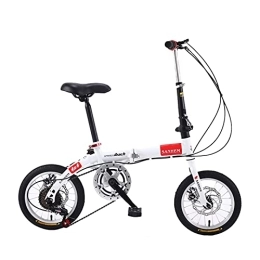 ZXQZ Bicicleta ZXQZ Bicicleta Plegable de 14 Pulgadas Bicicletas de Velocidad para Adultos Bicicletas para Damas Marco de Acero de Alto Carbono Bicicletas para Estudiantes (Color : White)