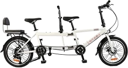 FDSAD City Bicicleta tándem Plegable para Padres e Hijos, Bicicleta de Velocidad Variable, Entretenimiento para Parejas, Caminante Universal, Bicicletas de Viaje con Freno de Disco Plegable,Blanco