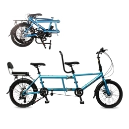 LAYIQDC Bicicleta tándem, bicicleta plegable para tres personas, bicicleta familiar adecuada para dos adultos y un niño, material de acero de alto carbono, resistente al óxido y duradero (azul)