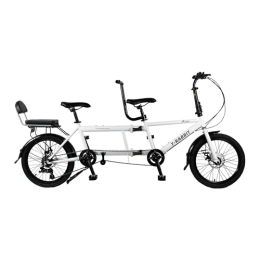 SASOKI Bicicleta SASOKI Bicicleta tándem, bicicleta plegable para tres personas, material de acero de alto carbono, resistente al óxido y duradera, ideal para viajes familiares y paseos en pareja