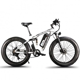 Cyrusher  Cyrusher XF800 1000W Electric Mountain Bike 26inch Fat Tire e-Bike Shimano 7 Speeds Beach Cruiser Mens Sports Mountain Bike Full Suspension, Lithium Battery Hydraulic Disc Brakes(White)