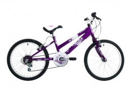 EmmelleDiva Girls' Mountain Bike Purple, 11" inch steel frame, 6 speed steel v-brakes with adjustable levers 20 inch white alloy rims
