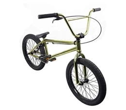WJSW BMX Bike WJSW 20 Inch Bikes Freestyle for Beginner To Advanced Riders, High Carbon Steel Frame, 25X9T Gearing, with U-Type Brake, Gold