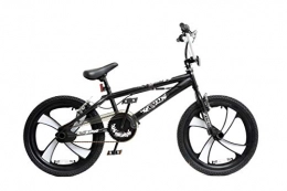 XN BMX Bike XN BMX 20" 4 Spoke MAG Wheel Freestyle Bike Gyro Stunt Pegs Kids Boys Girls (Black / White)