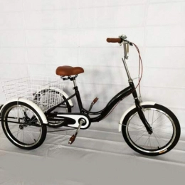 Fetcoi Bike 20" Adult Tricycle 3 Wheel Bicycle Single Speed Tricycle with Basket Adjustable Height High Carbon Steel White Iron Frame Designed for the Elderly People