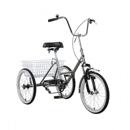 Gpzj Bike 20" Wheels Adult Folding Tricycle Bike 3 Bicycle Portable Tricycle (Gray)
