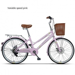  Comfort Bike 24-26 Inch Women Bike Road Bikes Retro Bike Ladies Bicycle Bicicleta Aluminium Double Disc Brake Girl (6speed pink, 24 INCH)