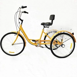TFCFL Bike 24 Inch Adult Tricycle 6-Speed Bicycle Trike Cruise 3Wheel+Seat Backrest Basket