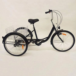 DIFU Bike 24 inch adult tricycle, adult tricycle, 3 wheel, 6 speeds, shopping tricycle, load bike with basket, seniors shopping bike trike