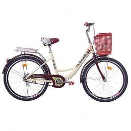 Bike-1 Bike 24" Women's Bikes, Heritage Traditional Classic Ladies Lifestyle Bike and Basket, Urban Outdoor Cycling Bicycle Student Girl, Brown