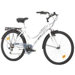 Multibrand Distribution  26" coll Probike 26 City bike 18-speed urbane Unisex White 455mm