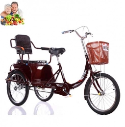 Dongshan Comfort Bike Adult tricycle 20inch 3-wheel bicycle for parents and elderly with rear seat enlarged with lock and sealed storage basket, comfortable saddle, leisure pedal tricycle