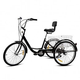 Adult Tricycle Bike 3-Wheel with Removable Wheeled Basket for Shopping Or Dogs Dustproof Bag Exercise Bike for Men Women Bicycle Bell,Black