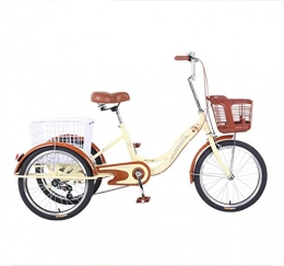 GUI Bike Adult Tricycles Single speed bicycle 20inches 3 Wheel Fender Trike Bike Cycling Pedal with Shopping Basket + Front basket