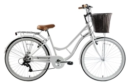 Discount Comfort Bike Ammaco Broadway Womens Classic Lifestyle Bike 26" Wheel 19" Frame White With Basket