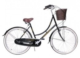 Ammaco Comfort Bike AMMACO HOLLAND CLASSIC TRADITIONAL DUTCH STYLE HERITAGE LIFESTYLE LADIES BIKE WITH 3 SPEED STURMEY ARCHER GEARS AND WICKER STYLE BASKET 19" FRAME GLOSS BLACK