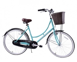 Ammaco Comfort Bike Ammaco Holland Womens 26" Wheel Dutch Style Heritage Bike & Basket Mint Green 19" Frame