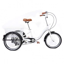 Aohuada 20 inch 3 wheels adult single speed tricycle high carbon steel bicycle unisex with basket bring free adjustment white