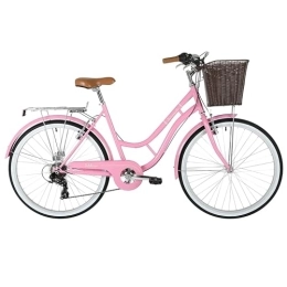 Ammaco  Barracuda Delphinus Lifestyle Classic Heritage Traditional Bike + Basket 26 Inch Wheel Pink