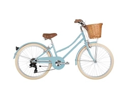 Bobbin  Bobbin Gingersnap 24" Kids Bike for Girls & Boys Ages 7-11 Years Old, Children Bicycle with 7 Gears & Hand Brakes & Wicker Basket (Duck Egg Blue)