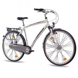 CHRISSON Bike Chrisson 28 Inch Aluminium City Bike Trekking Bike Sereto 2.0 with 3G Shimano Nexus StVZO White Matt