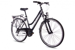 CHRISSON Bike CHRISSON '28inch Aluminium Trekking City Bike Cycling Women Bicycle Intouri Lady with 24g Shimano Black Matt
