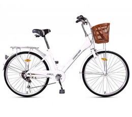 Creing Comfort Bike City Bike 24 Inch 6-Speed Commuter Bicycle Lightweight For Unisex Adult, white
