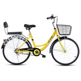 CLOUDH Bike Commuter Ladies City Bike for Male And Female Students with Basket And Rear Light 24 Inch City Leisure Bicycle Carbon Steel Frame Comfort Bikes