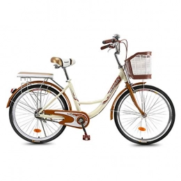 CStern Comfort Bike CStern Adult Commuter Retro Bike Beach Cruiser Bike with Basket (Beige, 24 Inch)