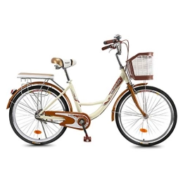 CStern Bike CStern Adult Commuter Retro Bike Beach Cruiser Bike with Basket (Beige, 26 Inch)