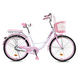 CStern Bike CStern Adult Commuter Retro Bike Beach Cruiser Bike with Basket (Pink, 24 Inch)