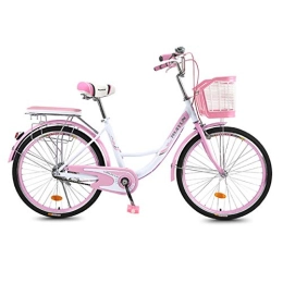 CStern Bike CStern Adult Commuter Retro Bike Beach Cruiser Bike with Basket (Pink, 26 Inch)