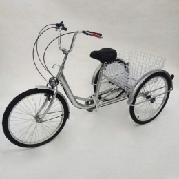 DIFU Comfort Bike DIFU 24 inch tricycle adult bicycle gear tricycle 6 speed tricycle shopping cart with basket with light outdoor sports white