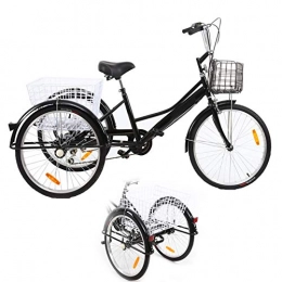 DYJD Comfort Bike DYJD 24 Inch Adult Tricycle Three Wheel Trike Bike Large Size Basket for Women Men Shopping Exercise Recreation