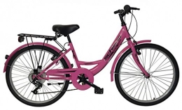 F.lli Schiano Comfort Bike F.lli Monotubo Relax Power Bike Shifter 6 V, Pink, 24