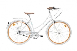 FabricBike Comfort Bike Fabric City Comfort Bike with Basket- Ladies Duth Style, Shimano Internal 3 Speeds, 14kg (White Whitechapel)