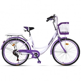 FJW Bike FJW 6 Speed Unisex Bike 24 Inch 26 Inch High-carbon Steel Student Child Commuter City Bike, Purple, 26Inch