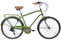 Gama Bikes Comfort Bike Gama Bikes City 26-Inch Postino 6 Speed Shimano Hybrid Urban Commuter Road Bicycle, 19.5-Inch, Olive Green