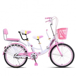 GOLDGOD Bike GOLDGOD 24 Inches Cruiser Bikes Double Seat Retro Design City Bicycle High Carbon Steel Frame with Comfortable Baby Handle City Bike Safe And Non-Slip, Pink